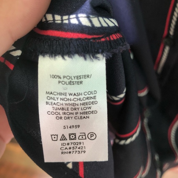 Ann Taylor Navy Striped Sz Large Blouse - Picture 5 of 5